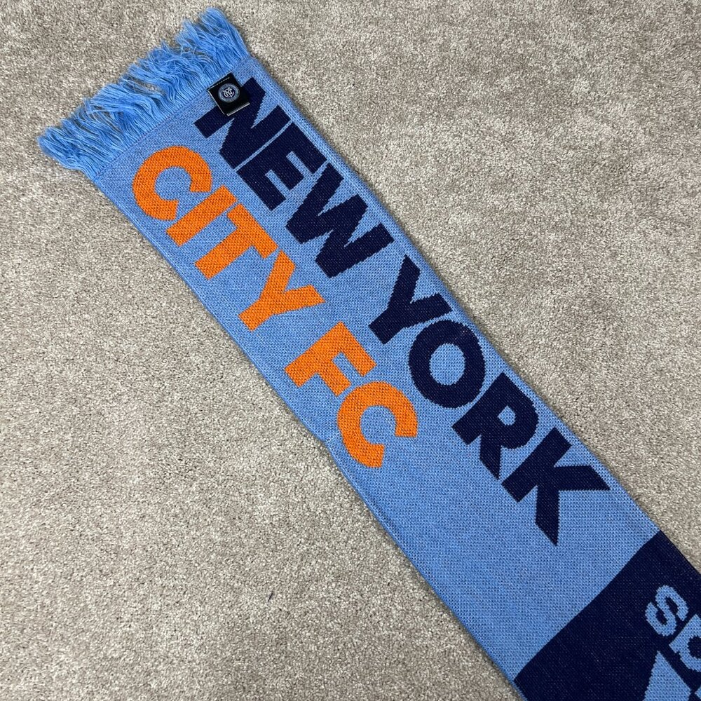 Adidas Unisex OSFA Blue Knit Winter Fringe New York City FC MLS Scarf NWT - Picture 3 of 9
